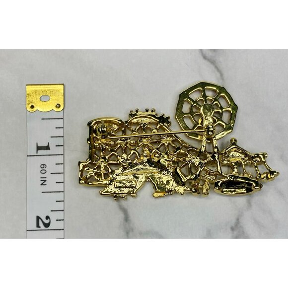 Vintage Gold-Tone AJC Articulated Carnival Ferris Wheel Brooch -318 - Picture 4 of 6